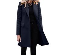 RLEHJN Blazer for Women UK Clearance Long Blazer Jacket Long Sleeve Suit Blazer Loose Plain Oversized Coat Jacket Lapel Workwear Tops Single Breasted Coats with Pockets Casual Outerwear