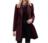 RLEHJN Blazer for Women UK Clearance Long Blazer Jacket Long Sleeve Suit Blazer Loose Solid Color Coat Lapel Collar Workwear Tops Single Breasted Ladies Coats with Pockets Casual Outerwear