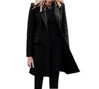 RLEHJN Blazer for Women UK Clearance Long Blazer Jacket Long Sleeve Suit Blazer Loose Solid Color Coat Lapel Collar Workwear Tops Single Breasted Ladies Coats with Pockets Casual Outerwear