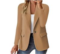 RLEHJN Blazers for Women UK Clearance One Button Suit Jacket Casual Long Sleeve Jackets without Pockets Business Work Office Casual Blazer Shawl Neck Tops Coat Plain Outerwear Size 8-16