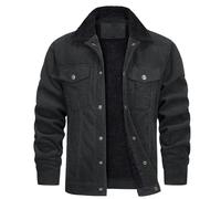 RLEHJN Bomber Jacket Men UK Clearance Military Fleece Jacket Mens Winter Coat Fleece Lined Thick Trucker Jackets Lapel Collar Combat Casual Cargo Jacket Warm Outerwear with Pockets