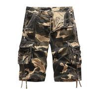 RLEHJN Camo Cargo Shorts for Men UK Camouflage Combat Shorts with Multi Pockets Summer Workwear Loose Fit Drawstring Bottoms Casual Short Pants for Walking, Running, Fishing, Hiking & Camping