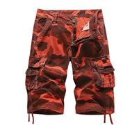RLEHJN Camo Cargo Shorts for Men UK Camouflage Combat Shorts with Multi Pockets Summer Workwear Loose Fit Drawstring Bottoms Casual Short Pants for Walking, Running, Fishing, Hiking & Camping