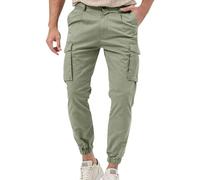 RLEHJN Cargo Joggers Men, Mens Cargo Trousers Slim Fit Jogging Bottoms Work Chinos Trousers Plain Sweatpants Outdoor Tracksuit Bottoms Workwear Cargos Sports Track Pants with Pockets S-3XL Green