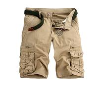 RLEHJN Cargo Shorts Men UK Clearance Multi-Pocket Regular Fit Casual Shorts Knee Length Combat Cargo Jeans Holiday Summer Shorts Plain Lightweight Half Pants S-6XL Beige
