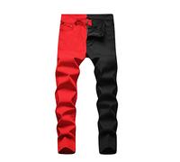 RLEHJN Casual Trousers Men UK Sale Clearance Tactical Trousers Regular Fit Lightweight Jeans Belted Full Pants Relaxed Fit Straight Leg Trousers Durable and Comfortable Bottoms Red