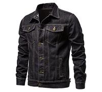 RLEHJN Denim Jacket Mens Cargo Trucker Denim Jackets Winter Coat Button Down Shirts Tactical Jean Jacket Casual Solid Color Vintage Cowboy Outerwear Loose Fit Lapel Collar Coat with Pockets M-5XL