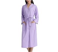RLEHJN Dressing Gowns for Women and Men UK Sale Clearance Lightweight Luxury Dressing Gown Unisex Waffle Couples Bathrobes Comfy Solid Color Bath Robes with Belt Sleepwear Loungewear Nightwear