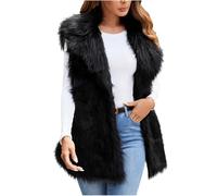 RLEHJN Faux Fur Gilet for Women UK, Ladies Body Warmer Sleeveless Luxury Faux Fur Jacket Fluffy Plush Vest Waistcoat Winter Furry Warm Coats Open Front Cardigans Padded Gilets Outwear