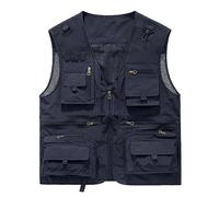RLEHJN Gilet for Men UK Sale Clearance Quick Dry Cargo Vest Jacket Mesh Waistcoat Breathable Zip Vest Jacket Sleeveless V Neck Jacket Multi Pockets Outerwear Hiking Fishing Photography Vests Gilet