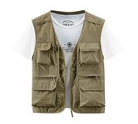 RLEHJN Gilet for Men UK Sale Clearance Quick Dry Cargo Vest Jacket Thin Waistcoat V Neck Sleeveless Jacket Casual Fishing Vest Lightweight Multi Pockets Outdoor Gilet Hunting Safari Travel Vest