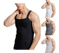 RLEHJN Gym Vests for Men UK Cotton, Mens Tank Tops Slim Fit Sports Training Vest Tops Summer Plain Sleeveless Tshirt Casual Square Neck Undershirts Everyday Athletic Wear Workout Tee Shirts M-3XL