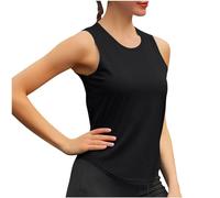 RLEHJN Gym Vests Women Quick Dry Summer Mesh Tank Tops Lightweight Solid Color Sleeveless Tops Sports Athletic Vest Activewear Breathable Round Neck Tee Shirts for Yoga Running and Workout