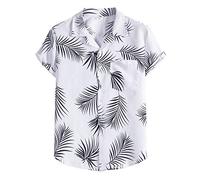 RLEHJN Hawaiian Shirts for Men UK Clearance, Hawaiian Fancy Dress Mens Short Sleeved Shirts Button Down Tropical Holiday Beach Shirts Summer Casual Regular Fit Turn-Down Collar Tops