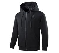 RLEHJN Heated Hoodie for Men USB Rechargeable Heated Body Warmer Plain Hooded Sweatshirt with Pockets 5 Heating Zones Unisex Winter Warm Fleece Lined Jackets without Power Bank M-5XL Black