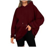 RLEHJN Hoodies for Women UK Clearance, Ladies Fleece Lined Jacket Autumn/Winter Plain Essential Hoodie Oversized Sweatshirts Drawstring Hooded Pullover Tops Casual Sweater with Pockets Outerwear