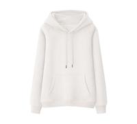 RLEHJN Hoodies for Women UK, Ladies Sweatshirt Solid Color Hoodie Fleece Lined Jumpers Plain Long Sleeve Tops Casual Drawstring Hooded Pullover Autumn Warm Sweaters with Pockets Size 8-16 White
