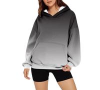RLEHJN Hoodies for Women UK Oversized Gradient Printed Hooded Sweatshirts Thermal Fleece Lined Pullover Autumn/Winter Sweaters Long Sleeve Tops Loose Hoody with Pockets Sportswear Ladies Jumpers