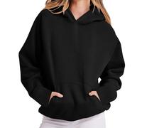 RLEHJN Hoodies for Women UK Oversized Plain Jumpers Long Sleeve Sweatshirts Solid Color Hooded Pullover Autumn Winter Sweaters Activewear Hoody Fleece Lined Tops with Hood and Pockets S-XXL