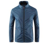 RLEHJN Jackets for Men UK Sale Clearance, Winter Coats for Men Full Zip Stand Collar Tops Sun Protection Outdoor Jackets Casual Solid Color Outerwear with Zip Pockets Sportwear M-4XL Blue