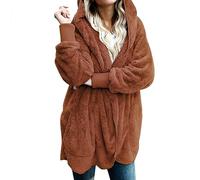 RLEHJN Ladies Fleece Jackets Full Zip Limited Time Deals Winter Fluffy Coat Plain Cozy Fuzzy Sherpa Hoodie Front Open Warm Plush Cardigan Hooded Overcoat with Pockets Plus Size