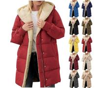 RLEHJN Long Coat for Women Todays Offers Special Deals Ladies Fleece Jackets Full Zip Sherpa Fleece Lined Hoodie Fluffy Quilts Jacket Furry Padded Jacket Casual Plain Overcoat with Pocket