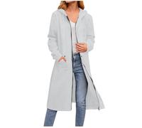 RLEHJN Longline Zip Up Hoodie Women UK Oversized Sherpa Fleece Lined Sweatshirts with Pockets and Hood Long Sleeve Tops Solid Color Sweaters Casual Comfy Loose Fit Hoody Ladies Jumpers Size 8-16 Gray