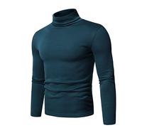 RLEHJN Men Turtleneck Jumper Warehouse Clearance Stretch Roll Neck Jumpers Plain Slim Fit Pullover Solid Color Long Sleeve Tops Knitwear Sweaters for Autumn and Winter S-XXL Blue