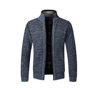 RLEHJN Mens Cardigans UK Sale Clearance Knitted Jumper Jackets Solid Color Cardigans Stand Collar Knitted Cardigan Sweater Full Zip Long Sleeve Warm Jumper Plain Winter Coat with Pocket