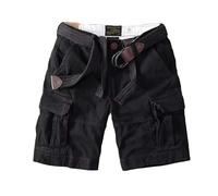 RLEHJN Mens Cargo Shorts with Pockets, Chino Shorts Men Loose Fit Military Combat Half Pants Solid Color Short Cargo Pants Casual Summer Beach Short Bottoms for Beach, Golf, Walking & Outdoors Black