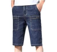 RLEHJN Mens Denim Shorts Warehouse Deals Clearance Knee Length Cargo Jean Shorts Casual Straight Leg Half Pants with Multi Pockets Comfortable Vintage Summer Bottoms M-5XL Gray
