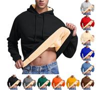 RLEHJN Mens Fleece Tops Deals of the Day, Fleece Hoodie Men Sherpa Lined Sweatshirts Winter Warm Jumpers Solid Color Fluffy Hooded Pullover Comfy Plain Sweater Drawstring Hoody Work Wear
