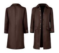 RLEHJN Mens Gothic Steampunk Vintage Jacket Long Trench Coat Medieval Gothic Victorian Frock Coats Cosplay Uniform Costume Single Breasted Autumn Casual Lapel Collar Overcoat XS-3XL