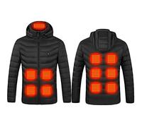 RLEHJN Mens Heated Jacket UK Clearance Heated Hoodie Winter Warm Heated Body Warmer Hooded Jacket Heated Clothing 11 Heating Zones Heated Coat for Outdoor Camping Riding Hiking Unisex S-6XL