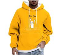 RLEHJN Mens Hoodie Funny Graphic Printed Sweatshirts with Pockets Lightweight Hooded Pullover Autumn Jumpers Work Wear Sweaters Hoody Long Sleeve Tops Sportswear Hoodie for Men Size M-4XL Yellow