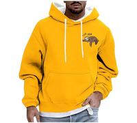 RLEHJN Mens Hoodie Funny Sloth Printed Sweatshirts with Pockets Lightweight Hooded Pullover Autumn Jumpers Workwear Sweaters Hoody Long Sleeve Tops Sportswear Work Hoodie for Men Yellow