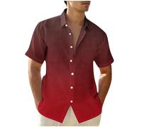 RLEHJN Mens Shirts Short Sleeve Smart Casual, Summer Shirts for Men Regular Fit Gradient Printed Casual Shirts Slim Fit Business Wedding Work Shirts with Pocket Lapel Collar Button Down Tops S-5XL