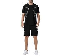 RLEHJN Mens Shorts and T Shirts Sets, Mens 2 Piece Summer Tracksuit Sets Casual Holiday Clothes Short Sleeve Co Ord Shorts Set with Pockets Tracksuits for Casual, Training, Running & Activewear M-5XL