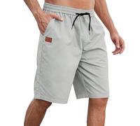 RLEHJN Mens Shorts Elasticated Waist Summer Warehouse Clearance Solid Color Cotton Work Shorts Lightweight Casual Short Pants Breathable Loose Fit Bottoms with Drawstring and Pockets M-4XL