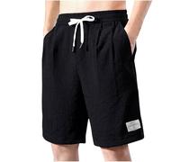 RLEHJN Mens Summer Shorts Sale Clearance Solid Color Elasticated Waist Shorts Lightweight Casual Holiday Beach Short Pants Lounge Wear Loose Fit Bottoms with Drawstring and Pockets M-5XL Black