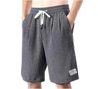 RLEHJN Mens Summer Shorts Sale Clearance Solid Color Elasticated Waist Shorts Lightweight Casual Holiday Beach Short Pants Lounge Wear Loose Fit Bottoms with Drawstring and Pockets M-5XL Gray