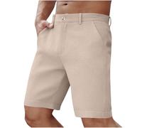 RLEHJN Mens Summer Smart Shorts Solid Color Elasticated Waist Waffle Shorts Lightweight Casual Holiday Beach Bermuda Short Pants Lounge Wear Loose Fit Bottoms with Drawstring and Pockets S-3XL Khaki