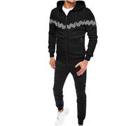 RLEHJN Mens Tracksuit Set UK Clearance 2 Piece Full Zip Hoodie Top Jogging Bottoms Casual Joggers Sports Sweatsuit with Pockets Patchwork Hoodies + Sports Trousers Running Suit