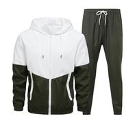RLEHJN Mens Tracksuit Set UK Sale Clearance 2 Piece Color Block Hoodie Top Jogging Bottoms Casual Joggers Sports Sweatsuit with Pockets Full Zip Patchwork Hoodies + Sports Trousers Running Suit M-6XL