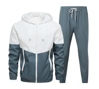 RLEHJN Mens Tracksuit Set UK Sale Clearance 2 Piece Color Block Hoodie Top Jogging Bottoms Casual Joggers Sports Sweatsuit with Pockets Full Zip Patchwork Hoodies + Sports Trousers Running Suit M-6XL