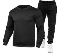 RLEHJN Men's Tracksuits Full Set Plain 2 Piece Outfits Long Sleeve Pullover Tracksuit Set Fleece Sweatshirts and Joggers Tops Bottoms Solid Color Co Ord Sets Casual Sport Activewear Golf Suit M-3XL