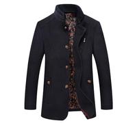 RLEHJN Mens Trench Coat Clearance Winter Jackets Single Breasted Wool Coat Lightweight Windbreaker Floral Lined Warm Coat Stand Collar Business Overcoat Outdoor Windproof Outwear with Pockets