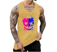 RLEHJN Mens Vest Tops Summer Deals, Sleeveless Tshirt Men Tank Top Funny Printed Vests Beach Holiday Singlets Casual Crew Neck Undershirts Everyday Athletic Wear Workout Sports Gym Tee Shirts S-4XL