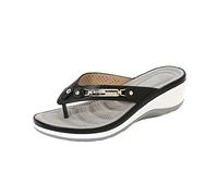 RLEHJN Orthopedic Flip Flops Women Arch Support UK Clearance Comfortable Wedge Sandals Non-Slip Beach Shoes Toe Post Slippers Wide Fit Walking Sandals Ladies Summer Shoes for Indoor and Outdoor