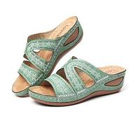 RLEHJN Orthopedic Sandals Women UK Sale Clearance, Women's Sandals & Slides Embroidered Wedge Sandals Open Toe Slippers Comfy Mules Holiday Beach Shoes Fashion Ladies Summer Shoes Size 3-9
